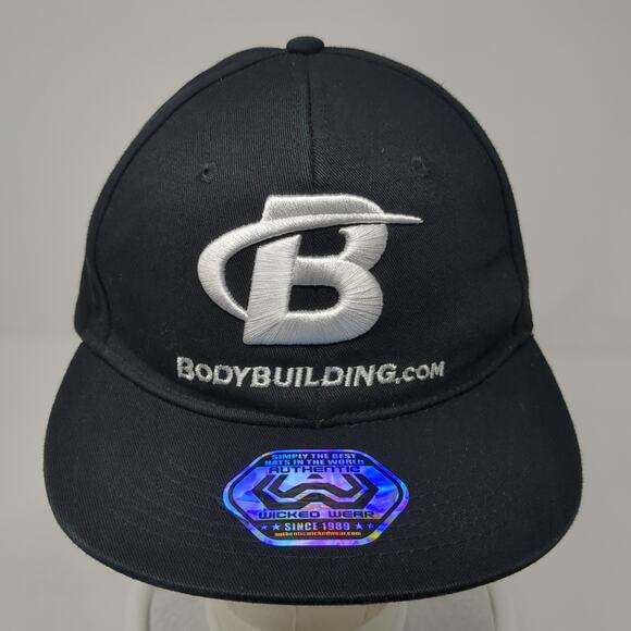 Body Building Snapback Hat Black One Size Adjustable Embroidered Wicked Wear - Picture 2 of 10